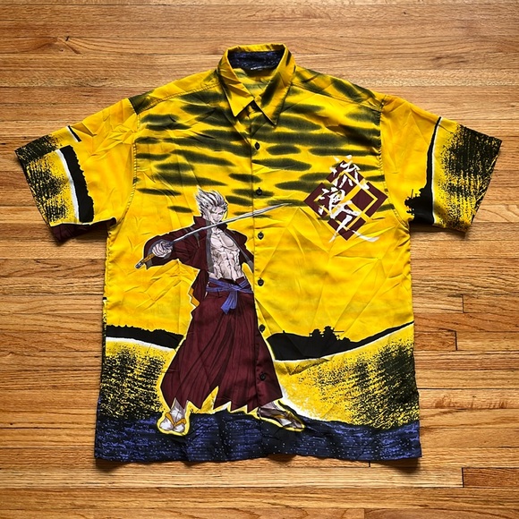 Vintage Exco Jeans Anime Samurai Shirt / AOP / Large / Y2K - Picture 1 of 8
